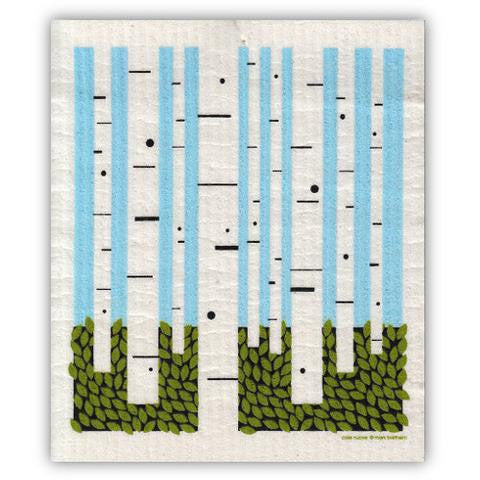 birch forest swedish dishcloth: biodegradable & compostable dishcloth made of 70% cellulose/30% cotton & water-based inks