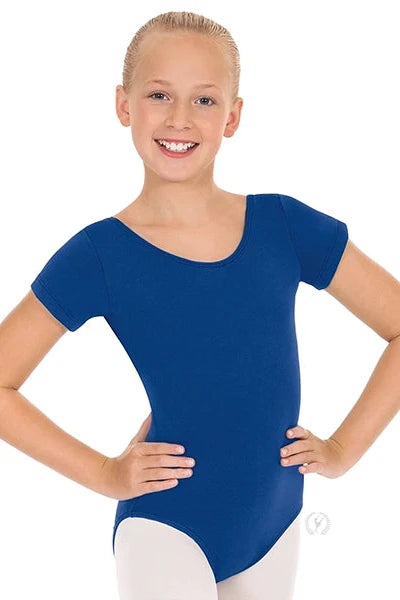 Eurotard Kids Cotton Lycra® Short Sleeve Leotard, Light Blue 1043
