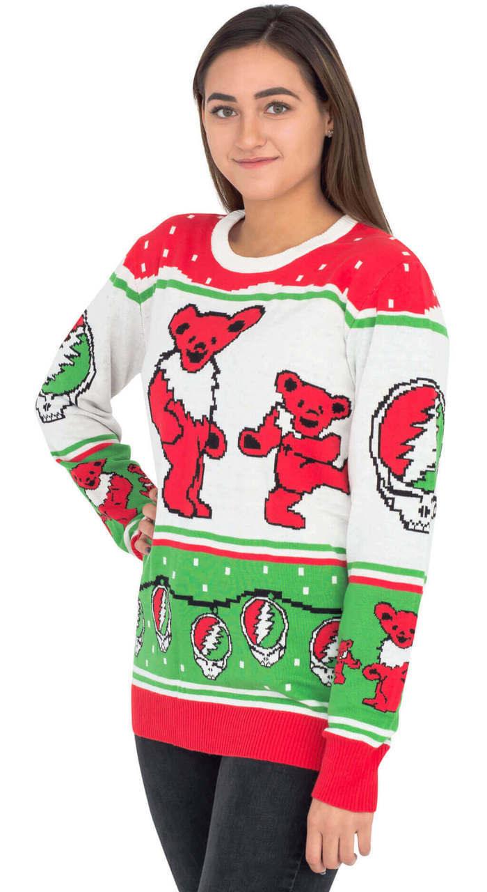 Grateful Dead Bears and Ornaments Christmas Sweater-tvso