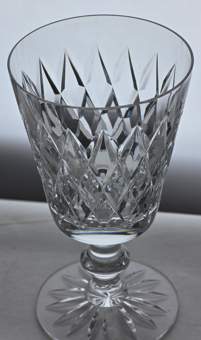 Hand cut clear glass goblet Seneca Pair