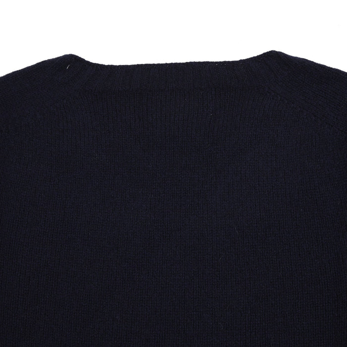 Harley Crew-Neck Geelong Lambswool Jumper in Nero Navy