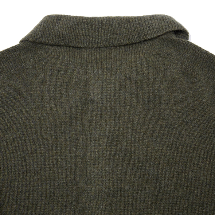 Harley Lambswool Knit Polo Jumper in Loden