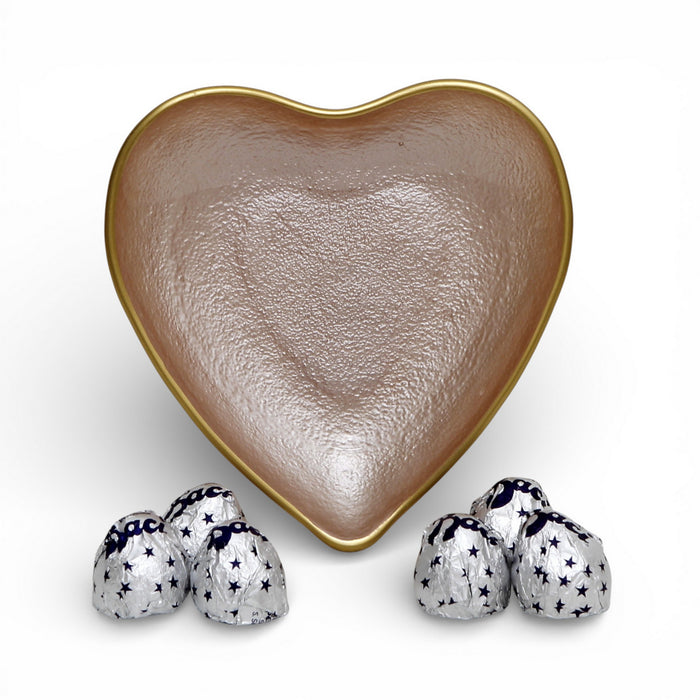 LOVE.ly: Baroque Glass Pink/Gold Heart Trinket bowl with 6 Baci Perugina