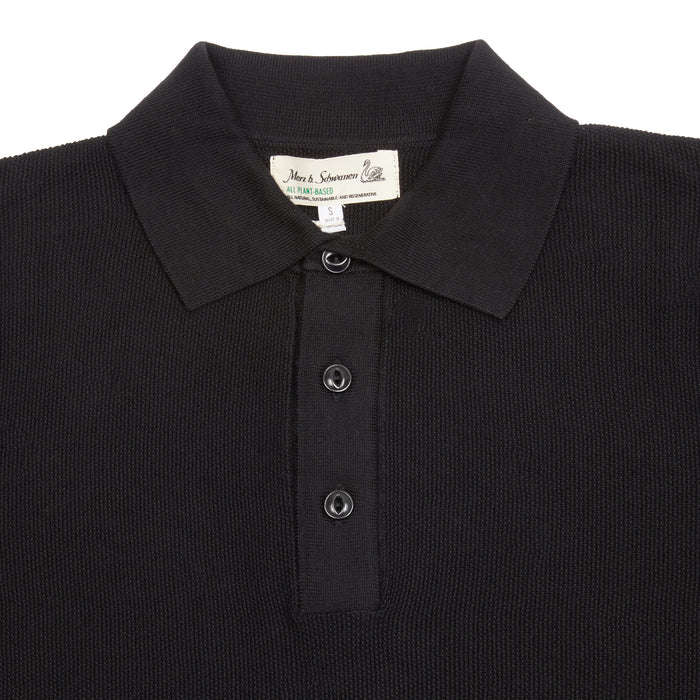 Merz b Schwanen Knitted Polo in Deep Black