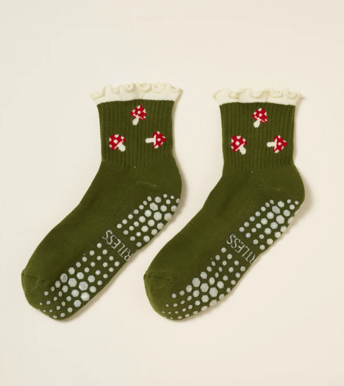 Mushroom Ruffle Grip Sock