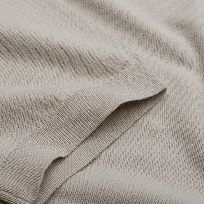 Open Collar Knitted Polo - Oatmeal