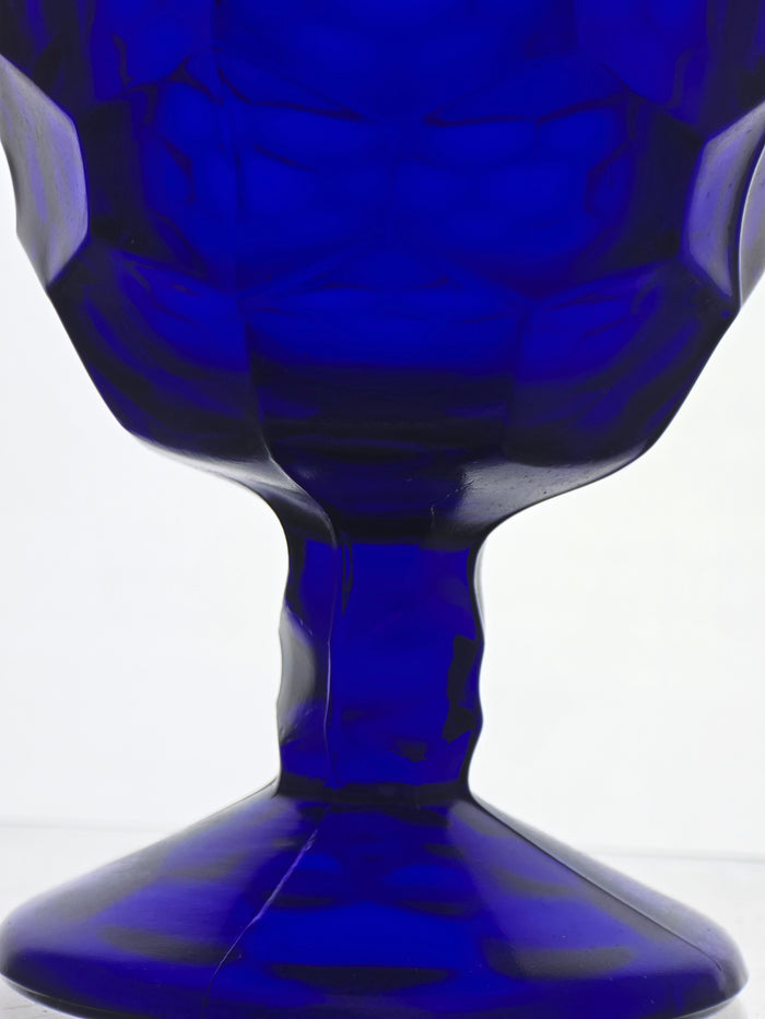 Viking Glass blue goblet honeycomb pair