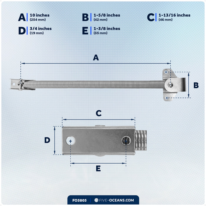 10" Hatch Lid Support Spring, Stainless Steel - FO3805 - Five Oceans