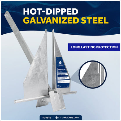 10 Lb. Fluke Anchor, Galvanized Steel - FO3941 - Five Oceans