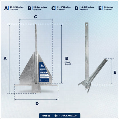 10 Lb. Fluke Anchor, Galvanized Steel - FO3941 - Five Oceans