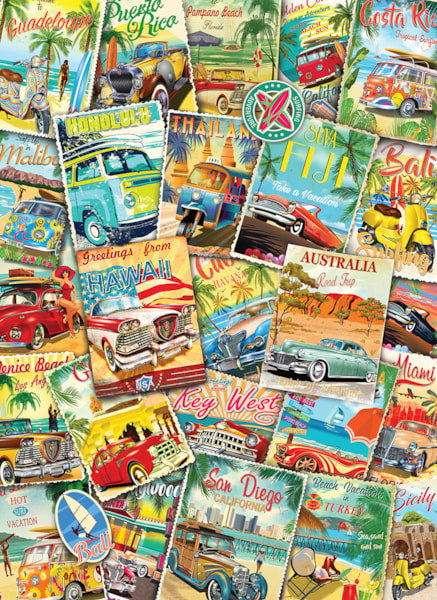 1000 Piece Jigsaw Puzzle - Vintage Travel Collage | EUROGRAPHICS