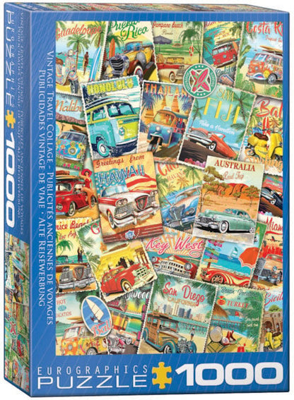 1000 Piece Jigsaw Puzzle - Vintage Travel Collage | EUROGRAPHICS