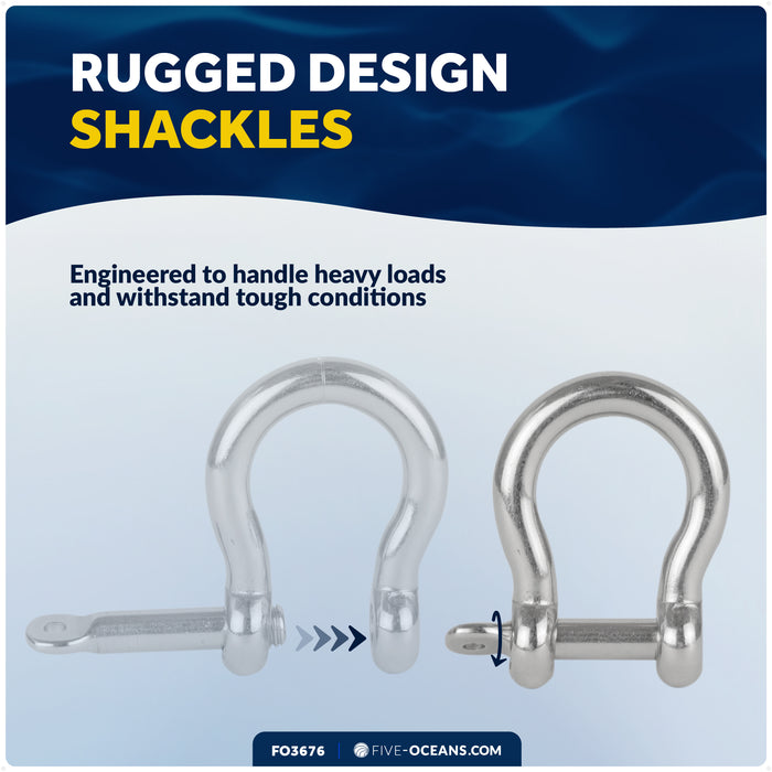 1/4" Captive Screw Pin Bow Anchor Shackle, AISI316 Stainless Steel