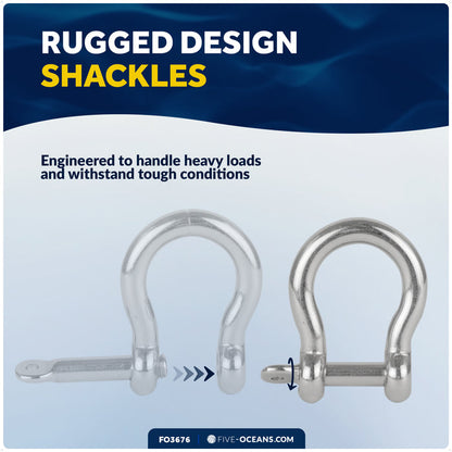1/4" Captive Screw Pin Bow Anchor Shackle, AISI316 Stainless Steel