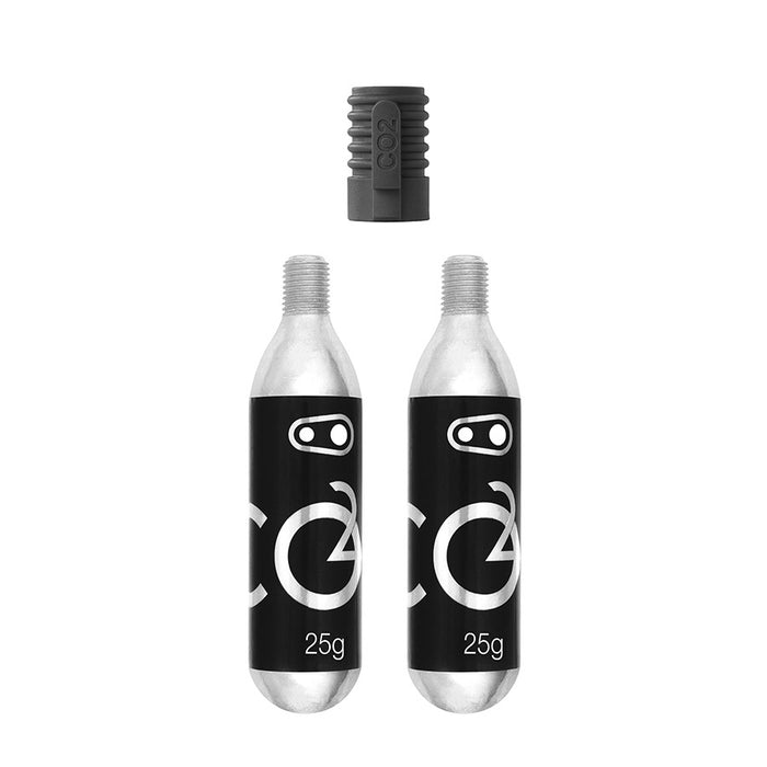 crankbrothers, 25g CO2 Cartridge w/ Inflator, 25g, Threaded, Pair