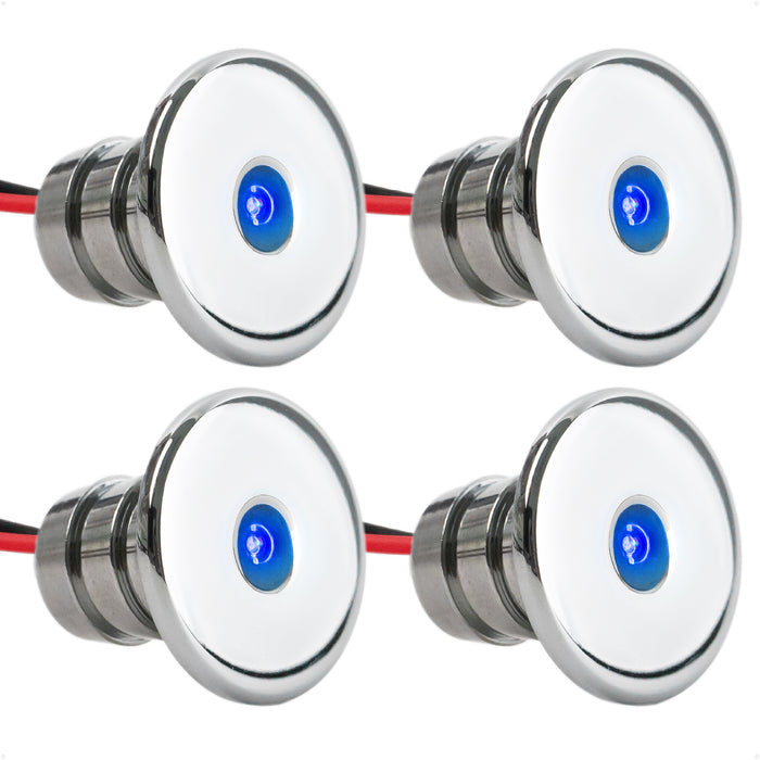 3/4" Round LED Snap-In Mount Courtesy / Mini Accent Light, Blue, 12V, 4-Pack - FO2445-M4 - Five Oceans