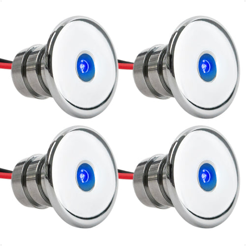 3/4" Round LED Snap-In Mount Courtesy / Mini Accent Light, Blue, 12V, 4-Pack - FO2445-M4 - Five Oceans