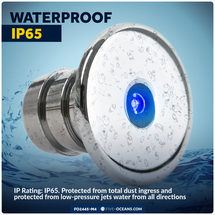 3/4" Round LED Snap-In Mount Courtesy / Mini Accent Light, Blue, 12V, 4-Pack - FO2445-M4 - Five Oceans