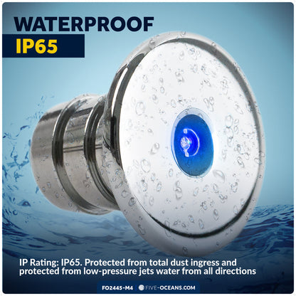 3/4" Round LED Snap-In Mount Courtesy / Mini Accent Light, Blue, 12V, 4-Pack - FO2445-M4 - Five Oceans