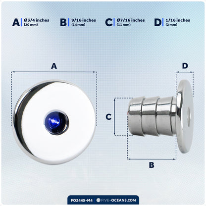 3/4" Round LED Snap-In Mount Courtesy / Mini Accent Light, Blue, 12V, 4-Pack - FO2445-M4 - Five Oceans