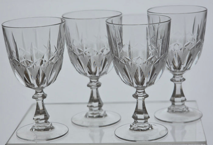 4 Hand Cut glass wines stemware