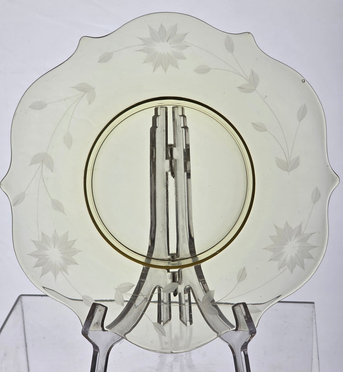 4 Lancaster Glass Co. Yellow Jubilee luncheon plates