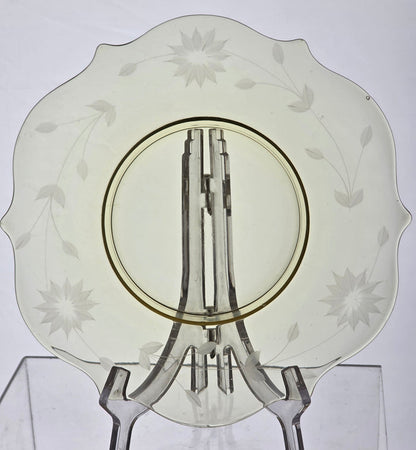 4 Lancaster Glass Co. Yellow Jubilee luncheon plates