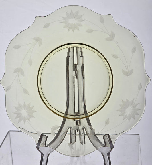 4 Lancaster Glass Co. Yellow Jubilee luncheon plates