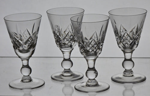 4 Signed Hand Cut Glass Liquor Glengarry Cambridge Stuart