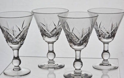 4 Signed Hand Cut Glass Sherry Glengarry Cambridge Stuart