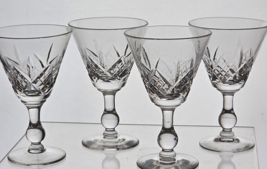 4 Signed Hand Cut Glass Sherry Glengarry Cambridge Stuart