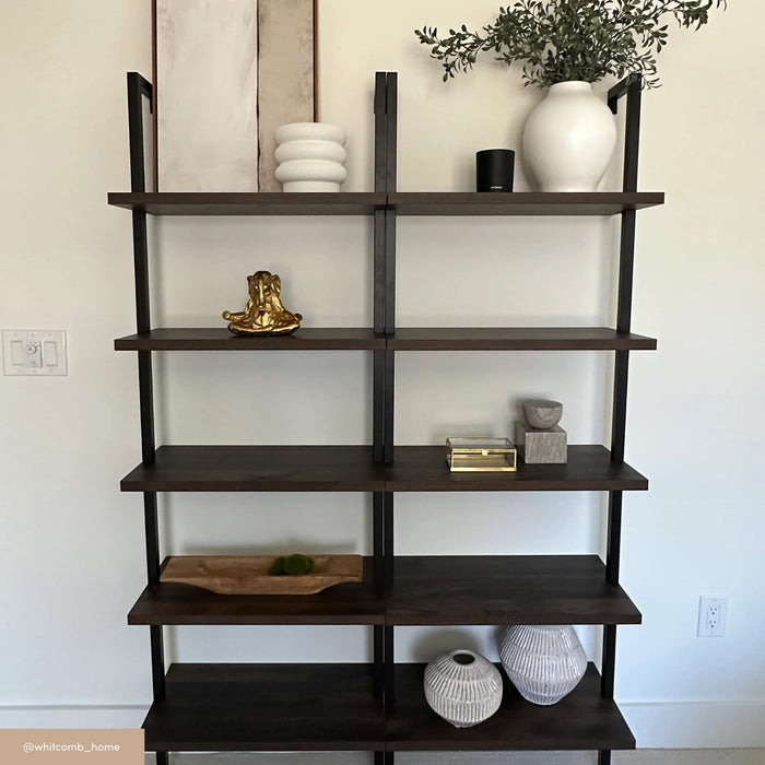 5-Shelf Ladder Bookshelf Nutmeg Matte Black - Nathan James