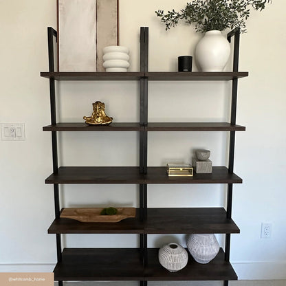 5-Shelf Ladder Bookshelf Nutmeg Matte Black - Nathan James