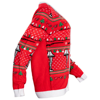 A Christmas Story Leg Lamp Button Up Cardigan Ugly Holiday Sweater - TVStoreOnline