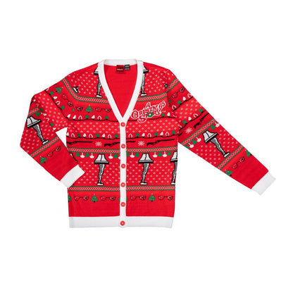 A Christmas Story Leg Lamp Button Up Cardigan Ugly Holiday Sweater - TVStoreOnline