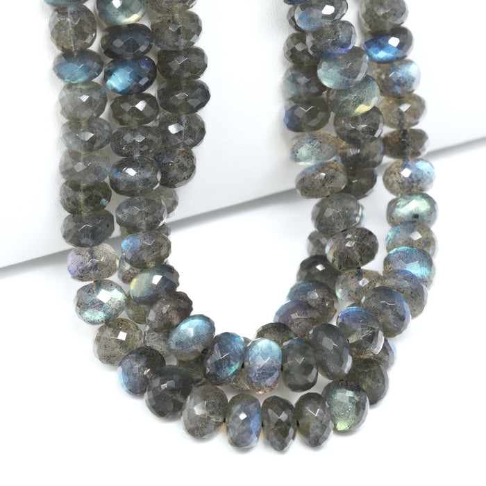 AAA Blue Labradorite 7mm – 8mm Faceted Rondelles Bead Strand