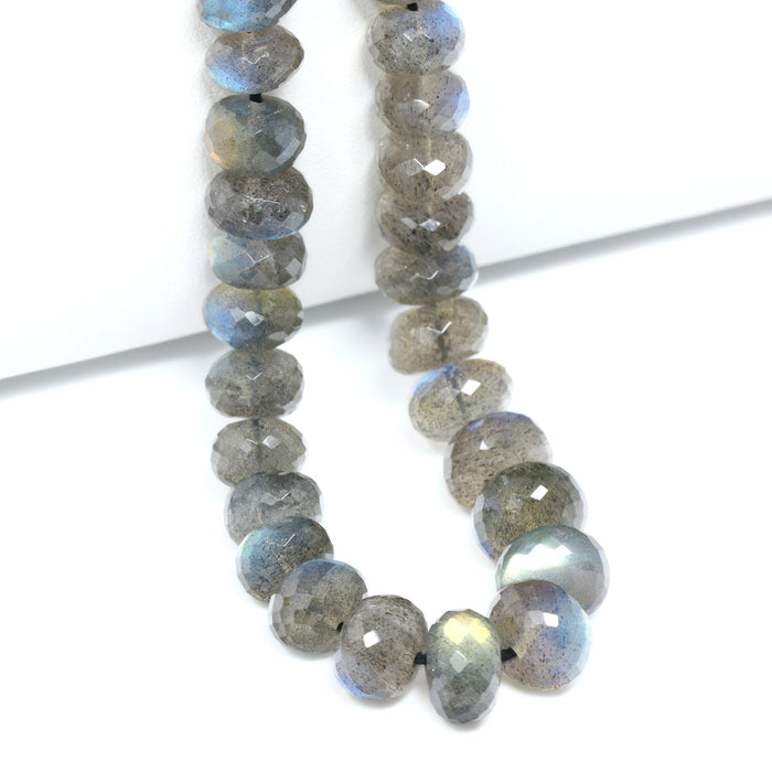 AAA Blue Labradorite 8mm – 10mm Faceted Rondelles Bead Strand