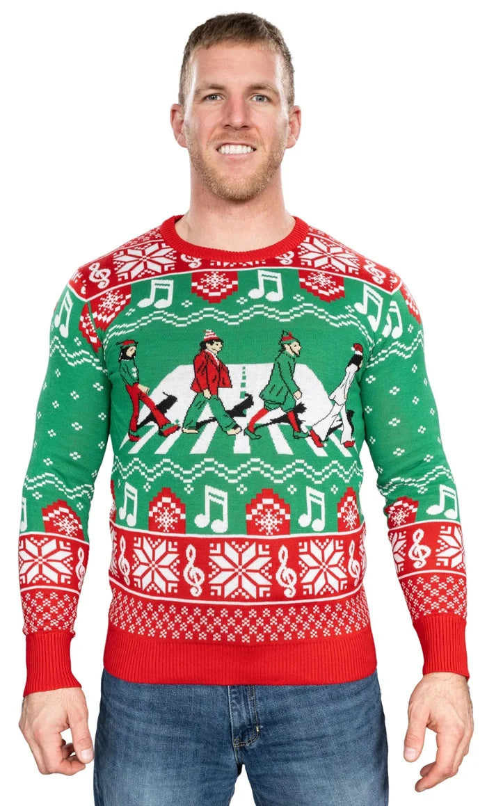 Abbey Elf Road Cross Walk Elves Adult Unisex Ugly Christmas Sweater - TVStoreOnline