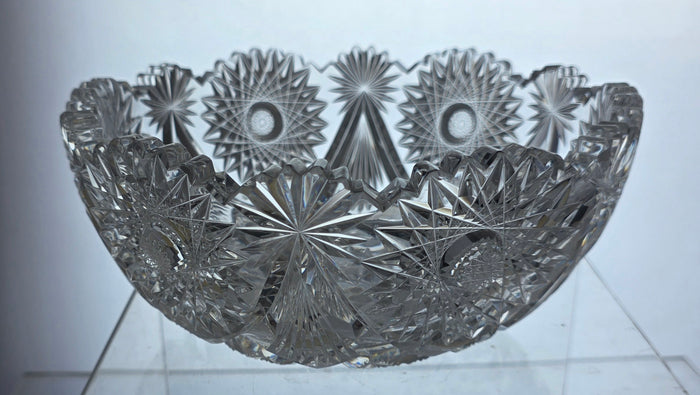 ABP cut glass mouth blown bowl American brilliant period 1886 -1915 tg2