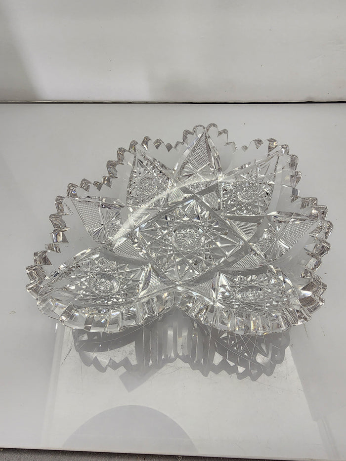 ABP cut glass odd shape dish