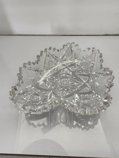 ABP cut glass odd shape dish