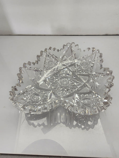 ABP cut glass odd shape dish