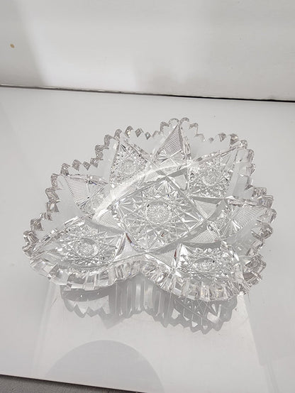 ABP cut glass odd shape dish