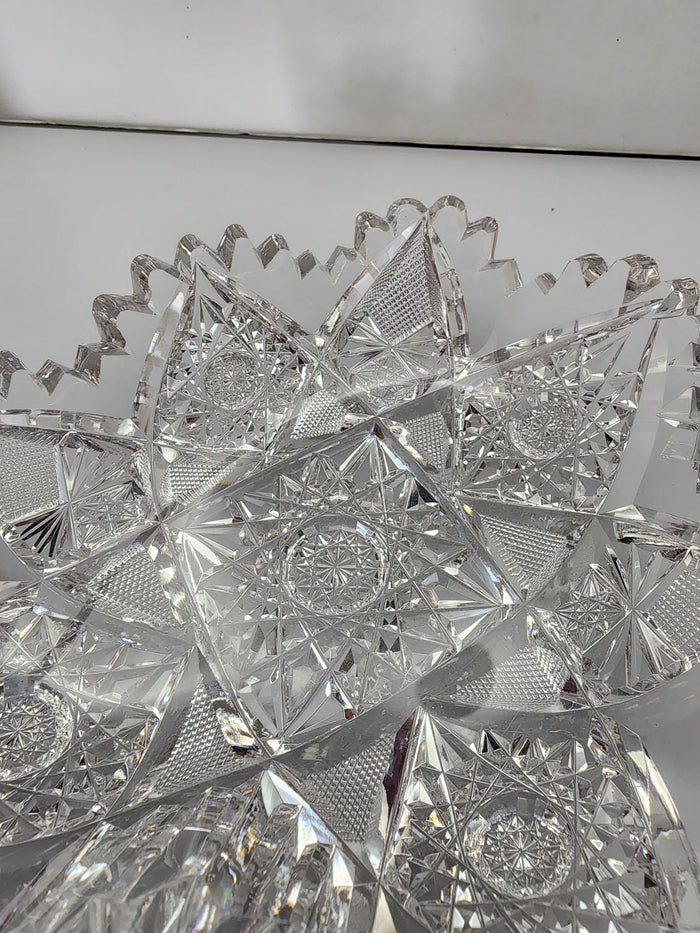 ABP cut glass odd shape dish