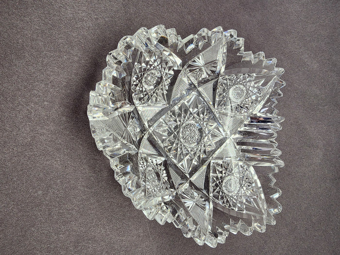 ABP cut glass odd shape dish