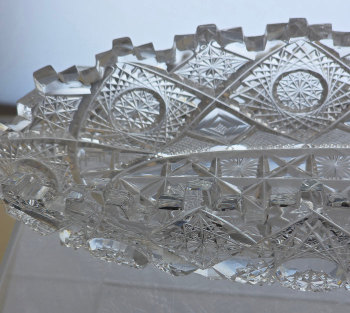 ABP cut glass Signed Clark Prima Donna oval dish American brilliant period pa8 -