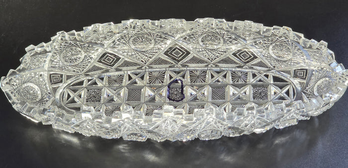 ABP cut glass Signed Clark Prima Donna oval dish American brilliant period pa8 -