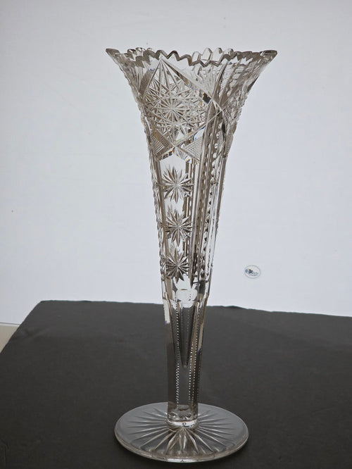 ABP cut glass Signed trumpet vase antique bob23