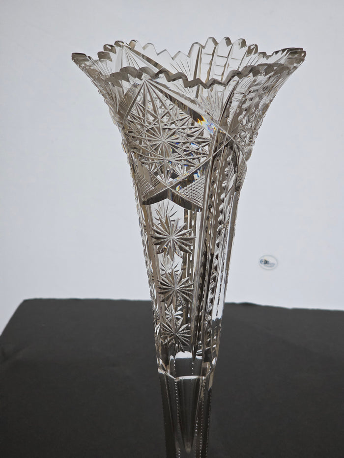 ABP cut glass Signed trumpet vase antique bob23
