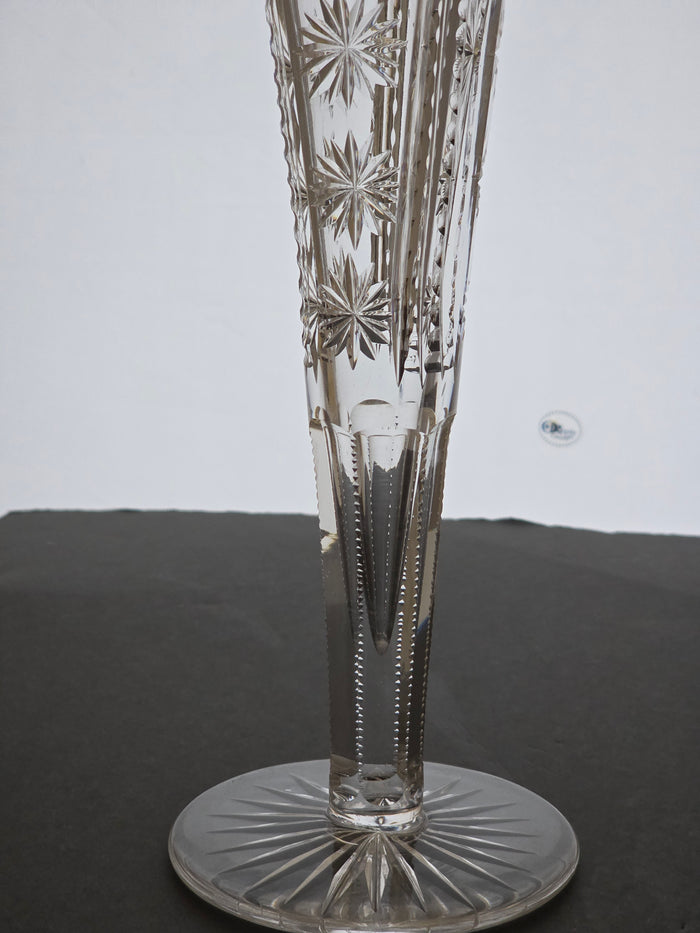 ABP cut glass Signed trumpet vase antique bob23